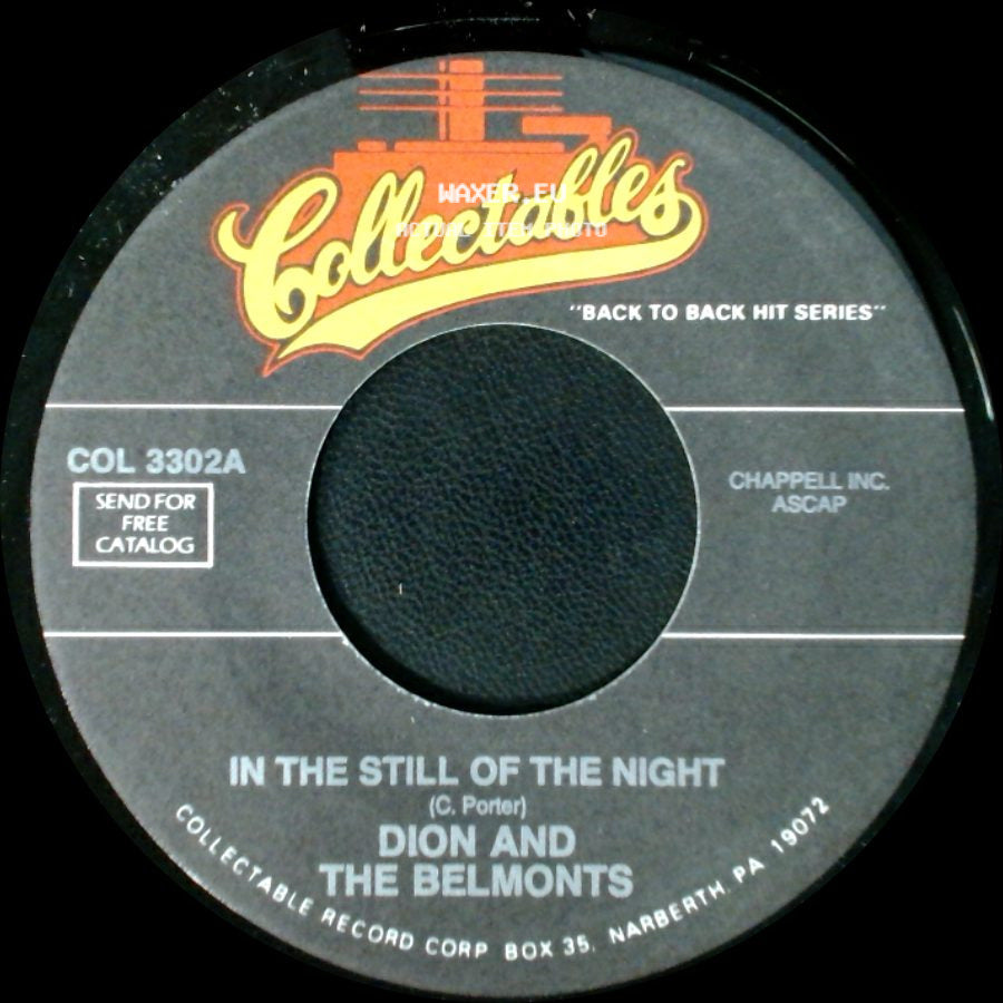 Dion And The Belmonts - I Can't Go On (Rosalie) / In The Still Of The Night side B