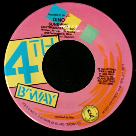 Dino - Sunshine (Edit) / Sunshine (Instrumental) side B