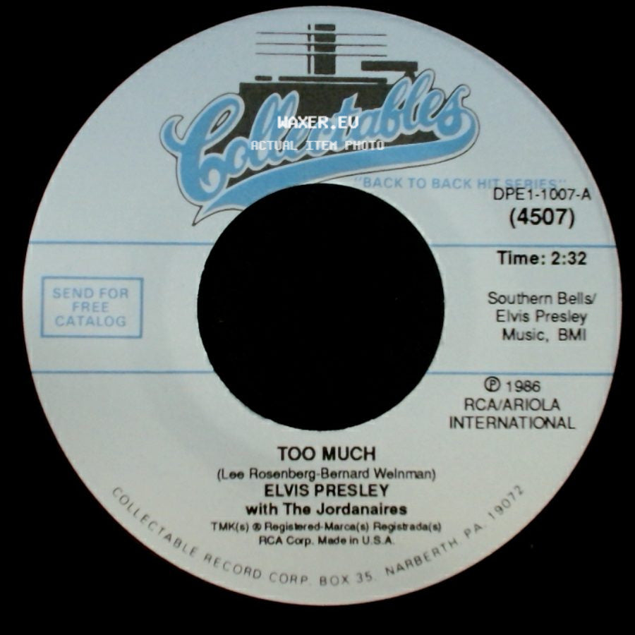 Elvis Presley - Playing For Keeps / Too Much side B