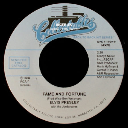 Elvis Presley - Fame And Fortune / Stuck On You side A
