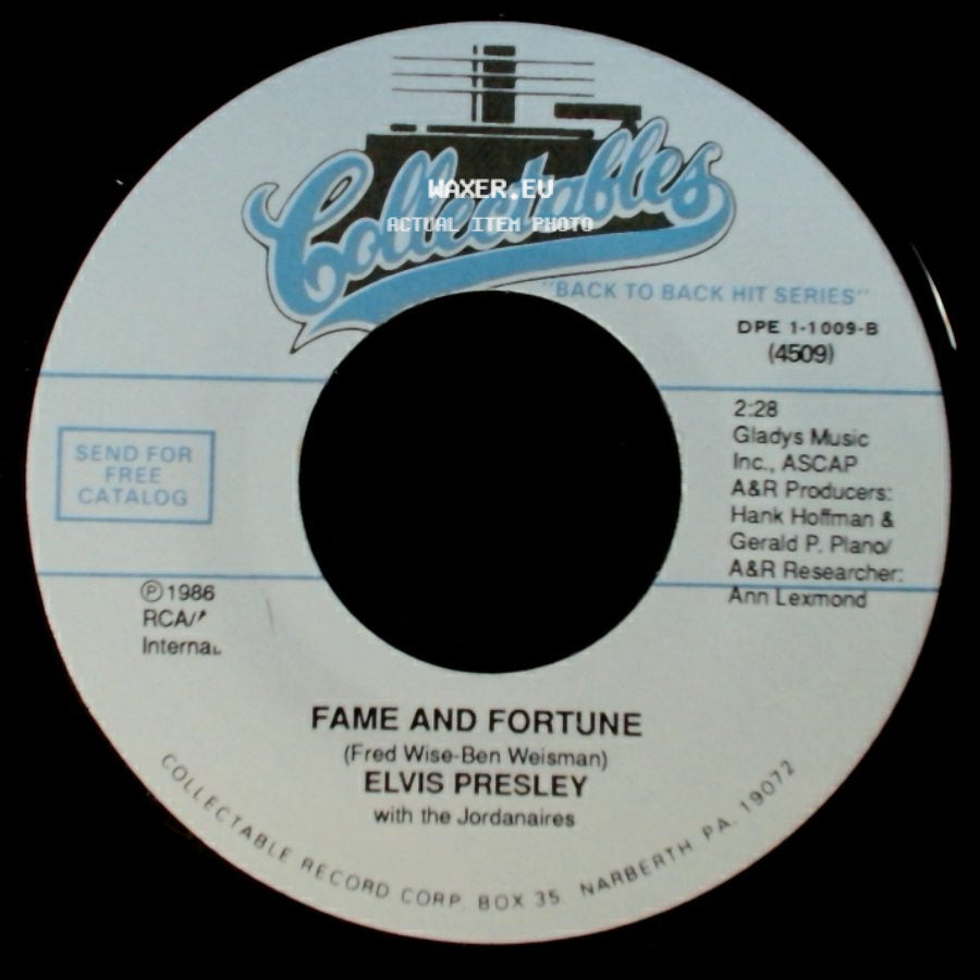 Elvis Presley - Stuck On You / Fame And Fortune side B