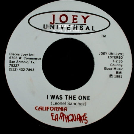 California Earthquakes - I Was The One / I Was The One side A