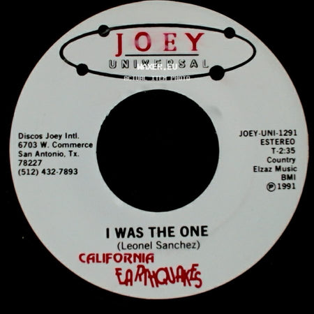 California Earthquakes - I Was The One / I Was The One side B