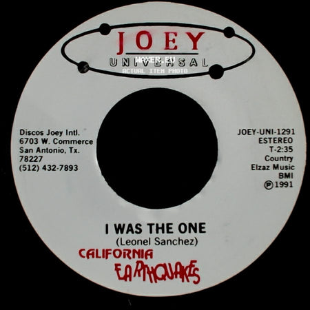California Earthquakes - I Was The One / I Was The One side B