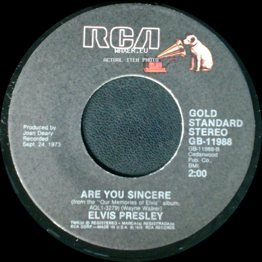 Elvis Presley - Are You Sincere / Unchained Melody side A