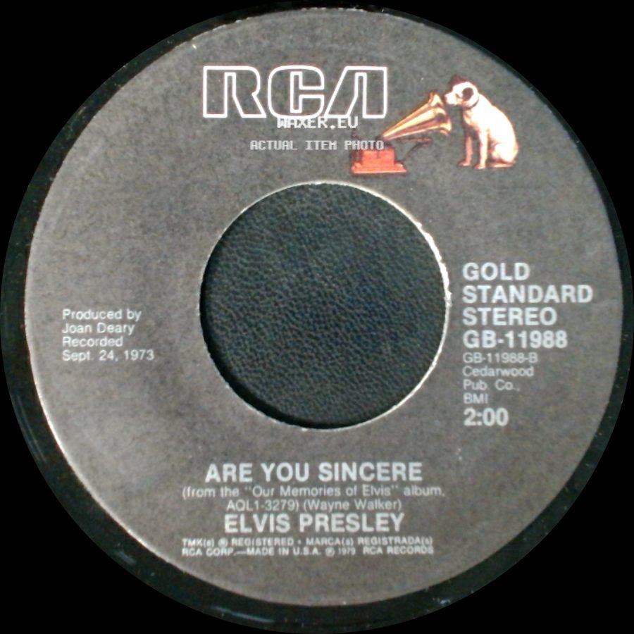 Elvis Presley - Unchained Melody / Are You Sincere side B
