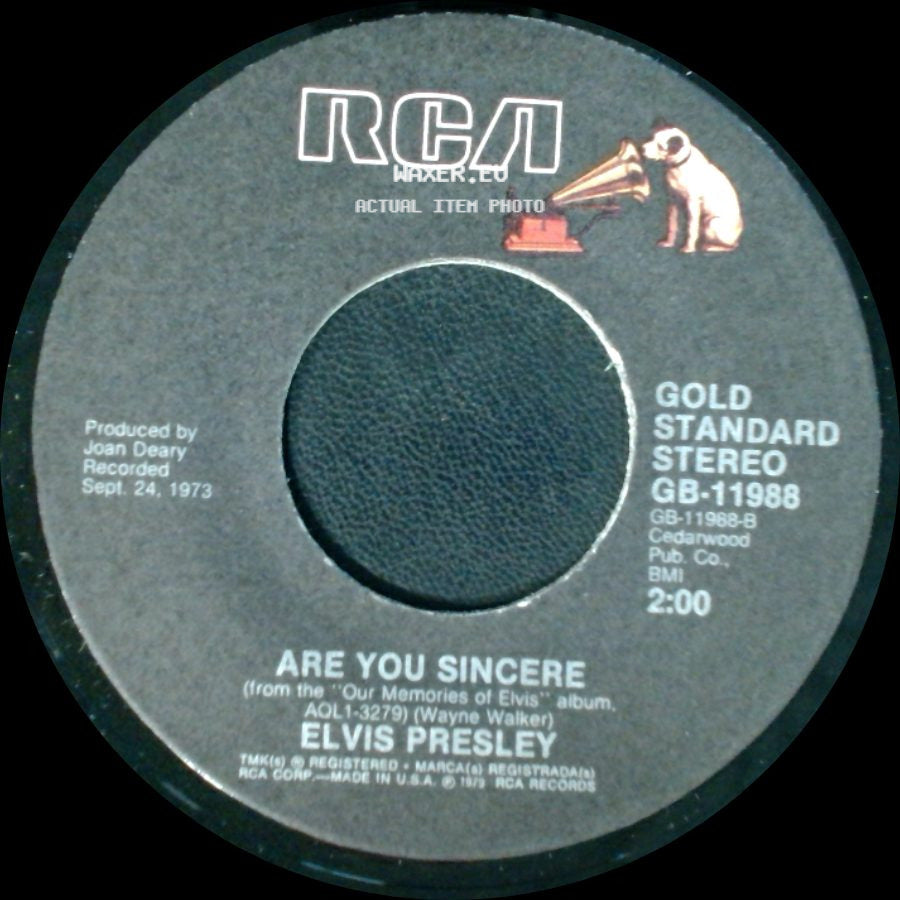Elvis Presley - Unchained Melody / Are You Sincere side B