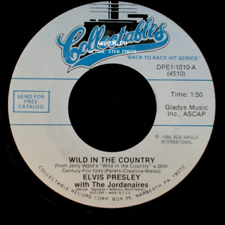 Elvis Presley With The Jordanaires - I Feel So Bad / Wild In The Country side B