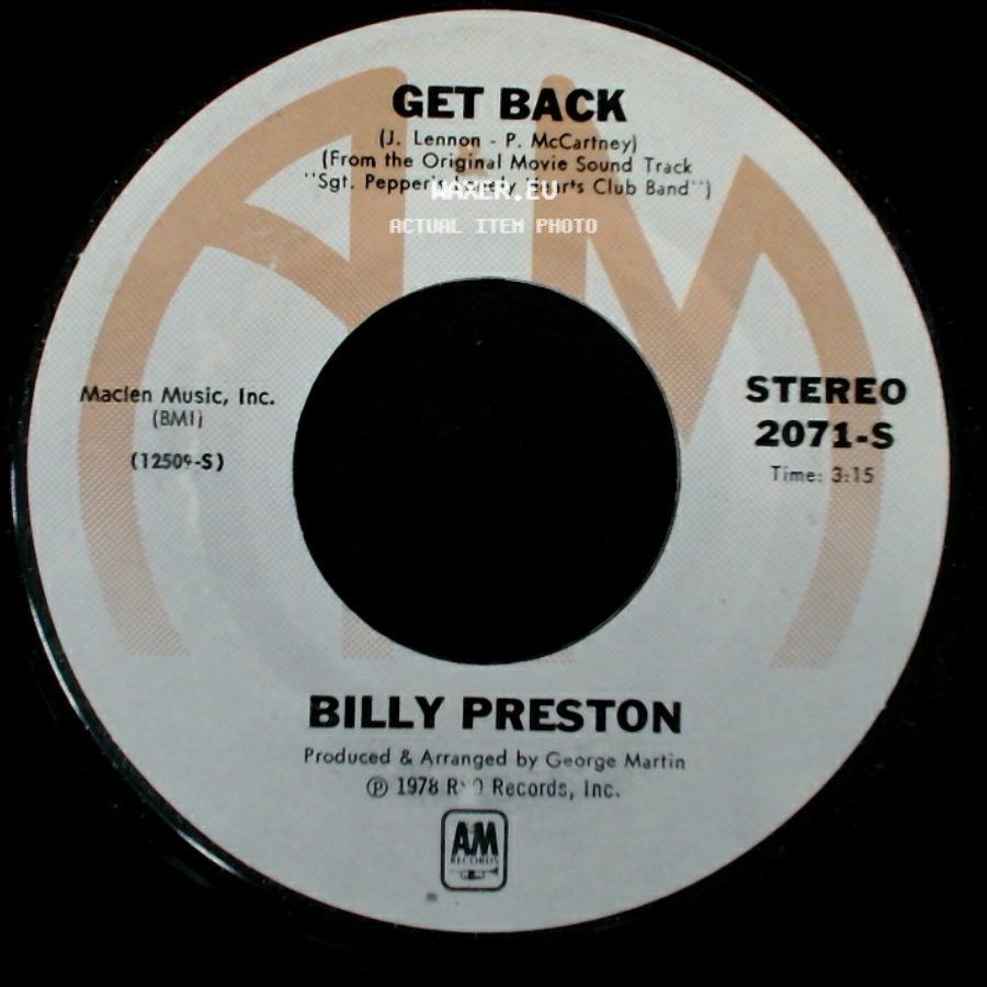 Billy Preston - Get Back / Space Race side A