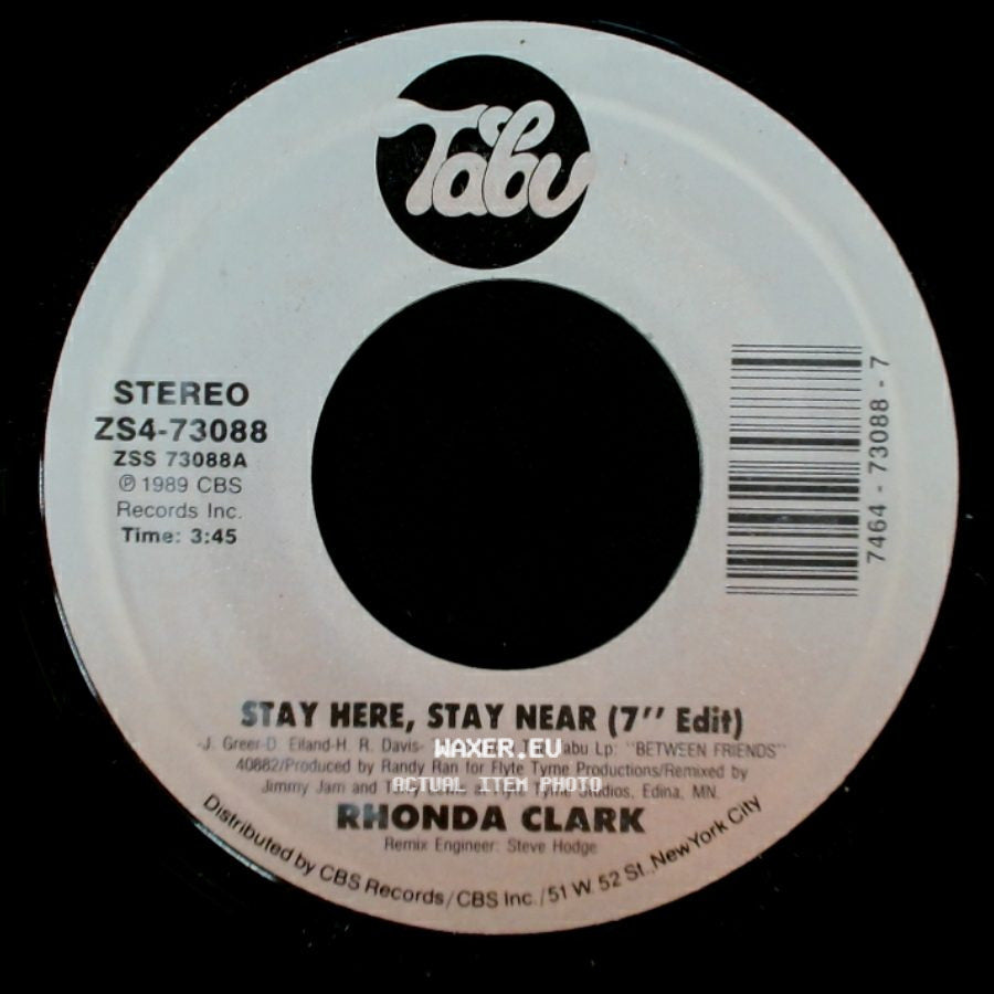 Rhonda Clark / Rhonda Clark Duet W/Chuck Howard - Stay Here, Stay Near (7'' Edit) / You're My Everything side A
