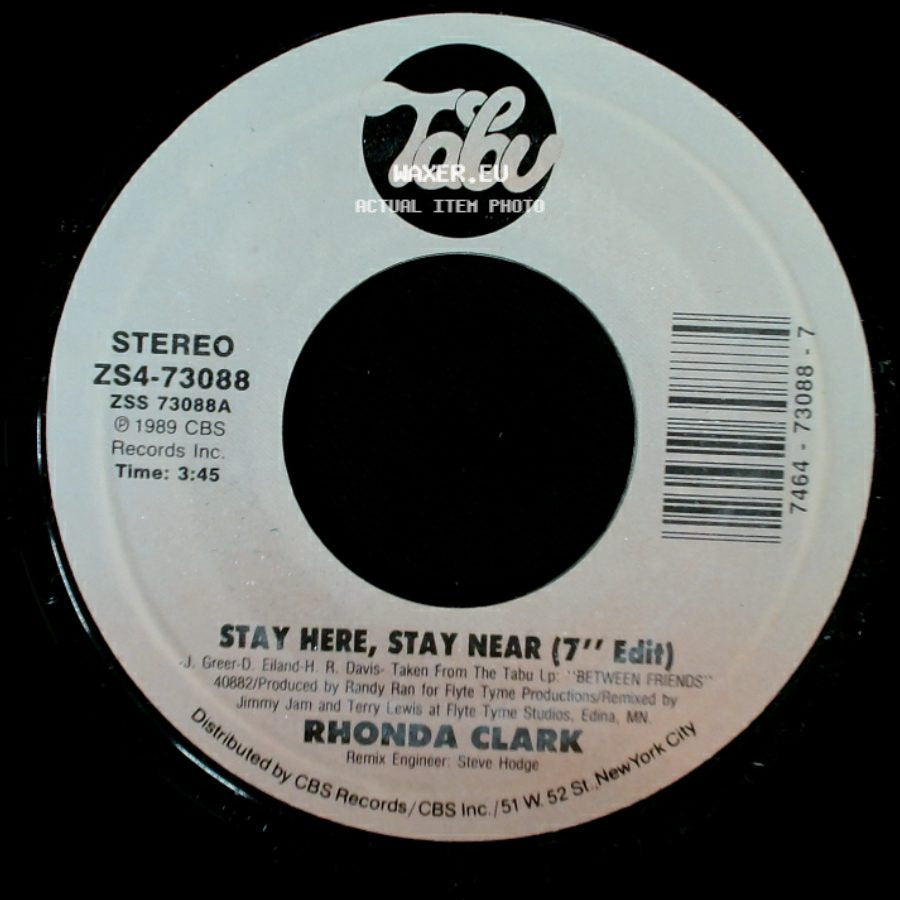 Rhonda Clark / Rhonda Clark Duet W/Chuck Howard - Stay Here, Stay Near (7" Edit) / You're My Everything side A