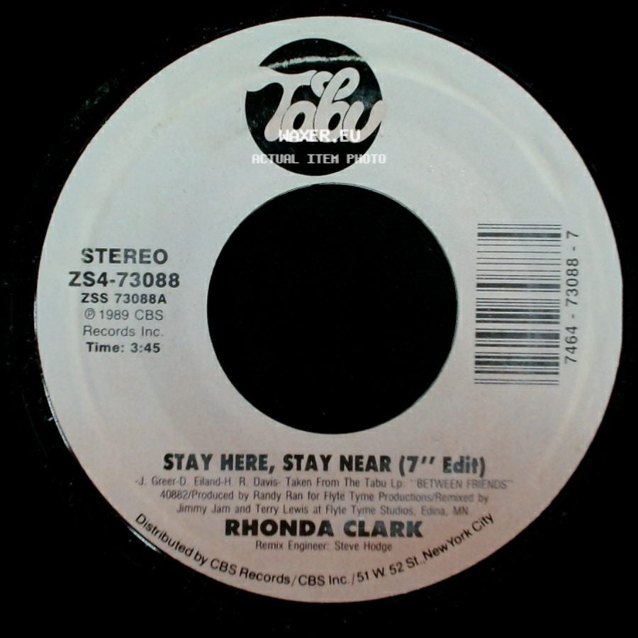 Rhonda Clark / Rhonda Clark Duet W/Chuck Howard - Stay Here, Stay Near (7'' Edit) / You're My Everything side A