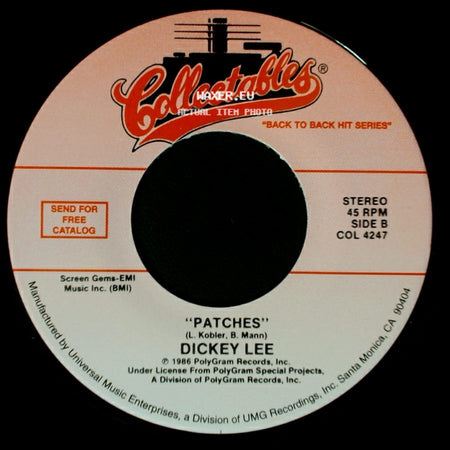 The Angels / Dickey Lee - My Boy Friend's Back / Patches side B
