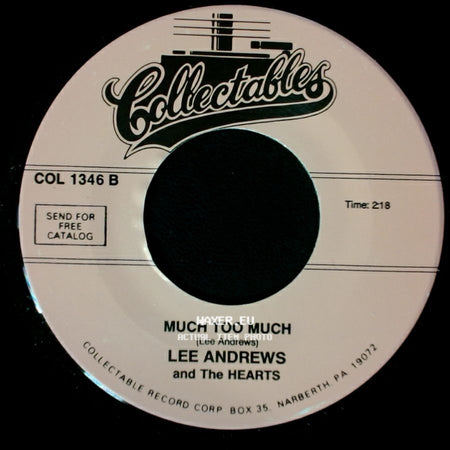 Lee Andrews And The Hearts - The White Cliffs Of Dover / Much Too Much side B