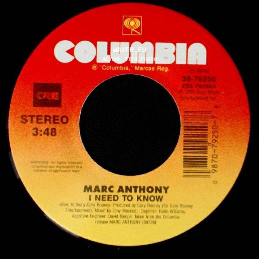 Marc Anthony - You Sang To Me / I Need To Know side B