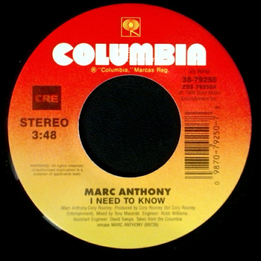 Marc Anthony - I Need To Know / You Sang To Me side A