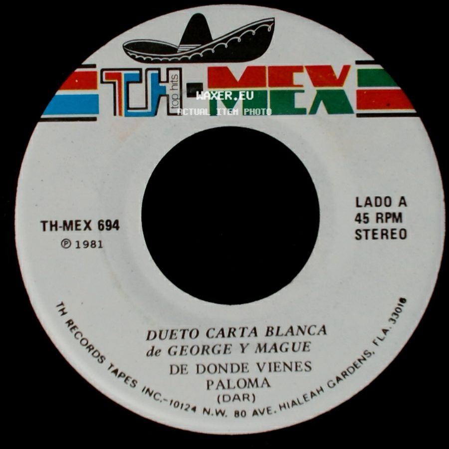 Dueto Carta Blanca De George Y Mague - De Donde Vienes Paloma / Hierro Mata A Hierro Muere (Dar) side A