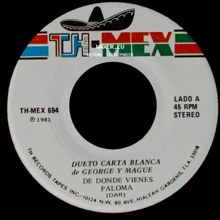 Dueto Carta Blanca De George Y Mague - De Donde Vienes Paloma / Hierro Mata A Hierro Muere (Dar) side A