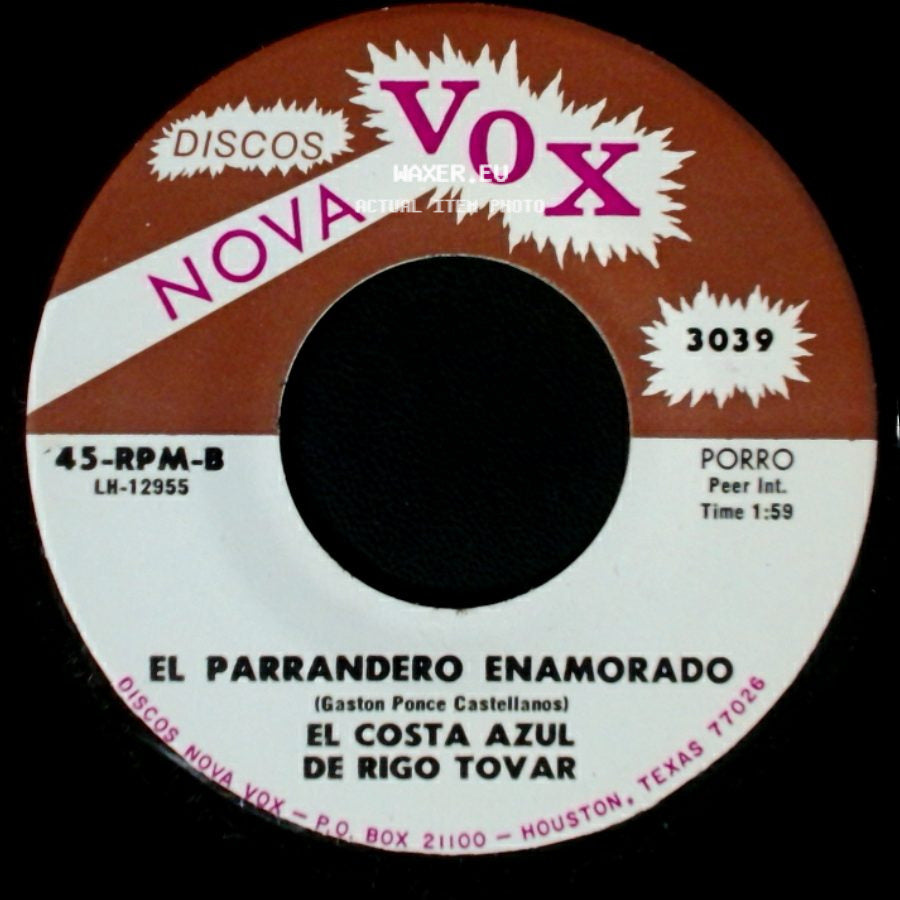 El Costa Azul De Rigo Tovar - El Parrandero Enamorado / Me Voy A Perder side A