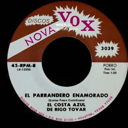 El Costa Azul De Rigo Tovar - El Parrandero Enamorado / Me Voy A Perder side A