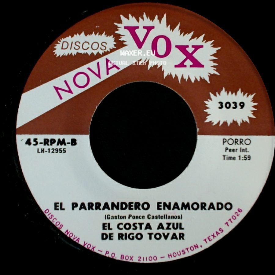 El Costa Azul De Rigo Tovar - El Parrandero Enamorado / Me Voy A Perder side A