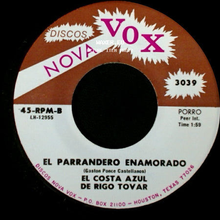 El Costa Azul De Rigo Tovar - Me Voy A Perder / El Parrandero Enamorado side B