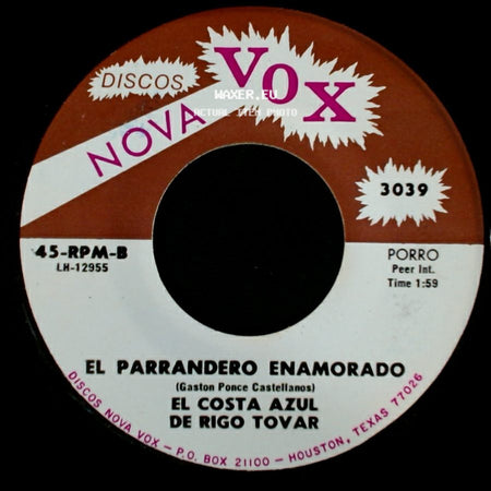 El Costa Azul De Rigo Tovar - Me Voy A Perder / El Parrandero Enamorado side B