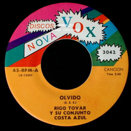 Rigo Tovar Y Su Conjunto Costa Azul - Olvido / Queridos Padres side A
