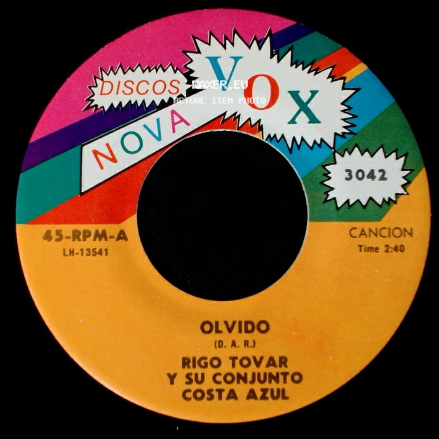 Rigo Tovar Y Su Conjunto Costa Azul - Olvido / Queridos Padres side A