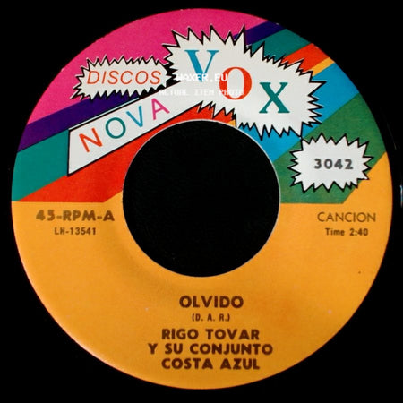 Rigo Tovar Y Su Conjunto Costa Azul - Olvido / Queridos Padres side A