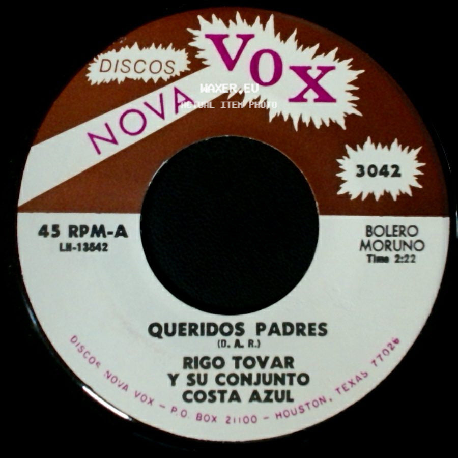 Rigo Tovar Y Su Conjunto Costa Azul - Olvido / Queridos Padres side B