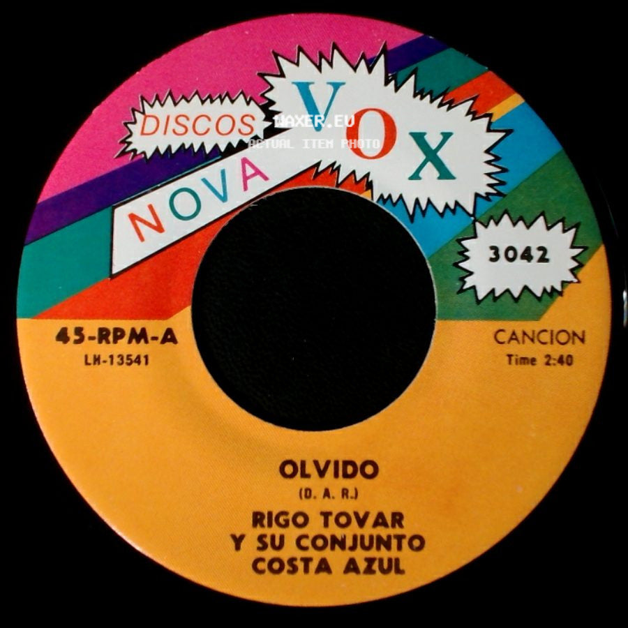 Rigo Tovar Y Su Conjunto Costa Azul - Queridos Padres / Olvido side B
