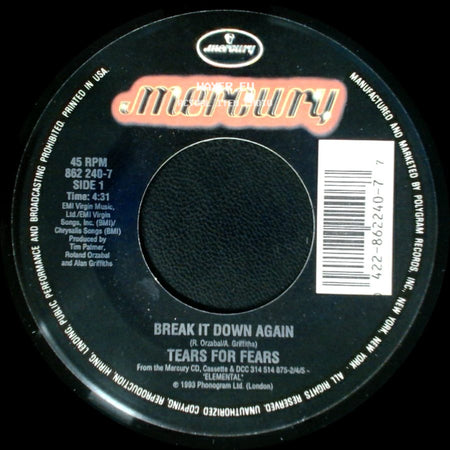 Tears For Fears - Break It Down Again / Bloodletting Go side A