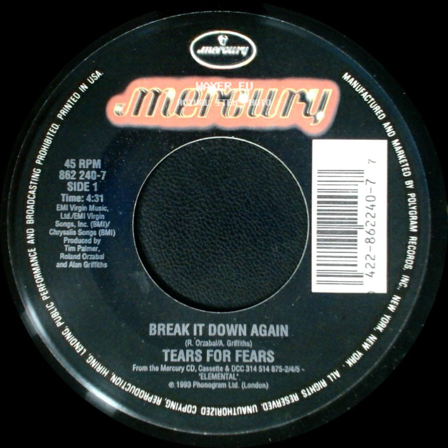 Tears For Fears - Break It Down Again / Bloodletting Go side A
