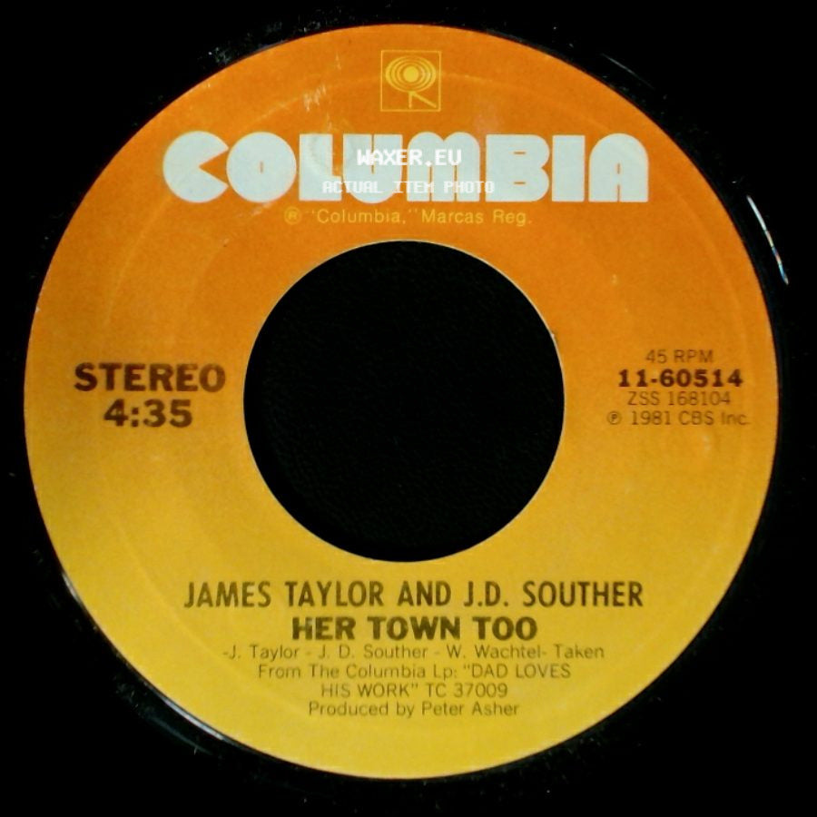 James Taylor And J.D. Souther / James Taylor - Her Town Too / Believe It Or Not side A