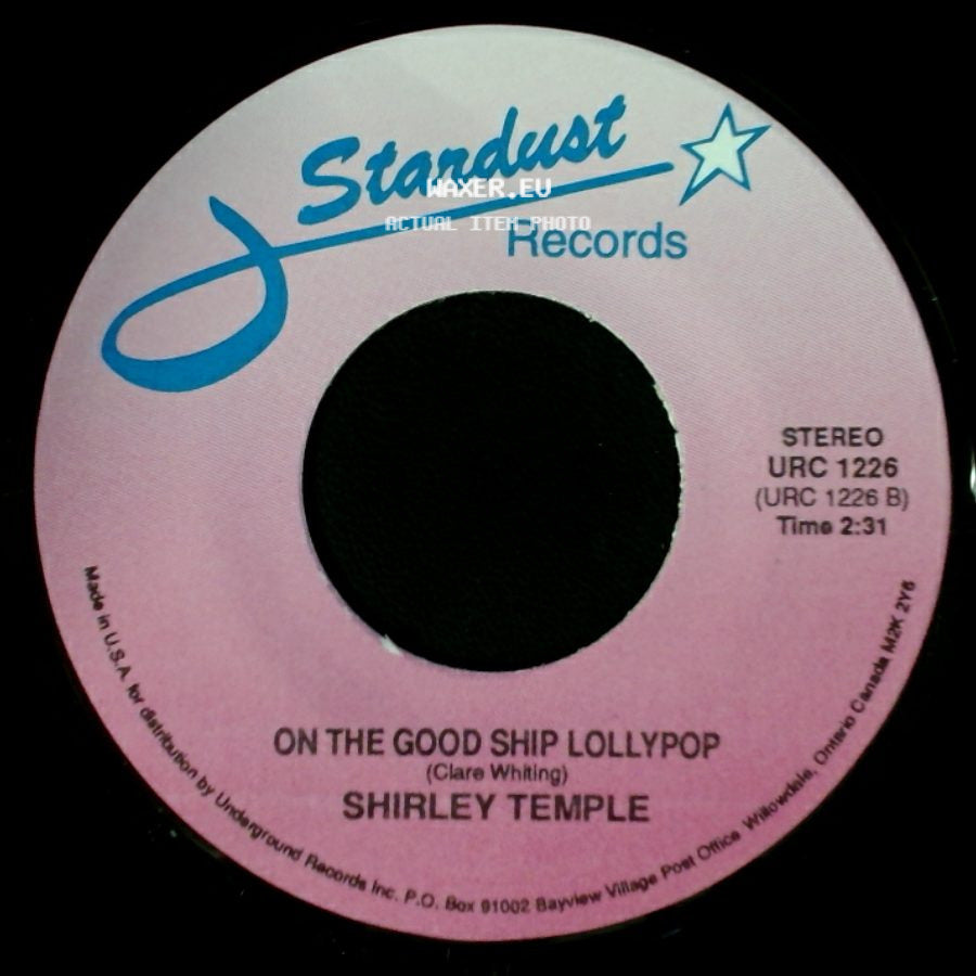 Shirley Temple / Daniel Boone - On The Good Ship Lollypop / Beautiful Sunday side A