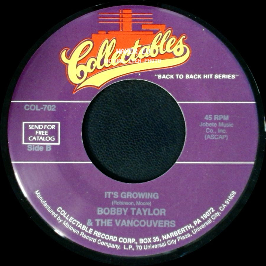 Bobby Taylor & The Vancouvers - Malinda / It's Growing side B