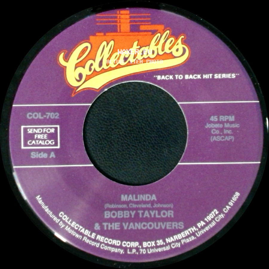 Bobby Taylor & The Vancouvers - Malinda / It's Growing side A