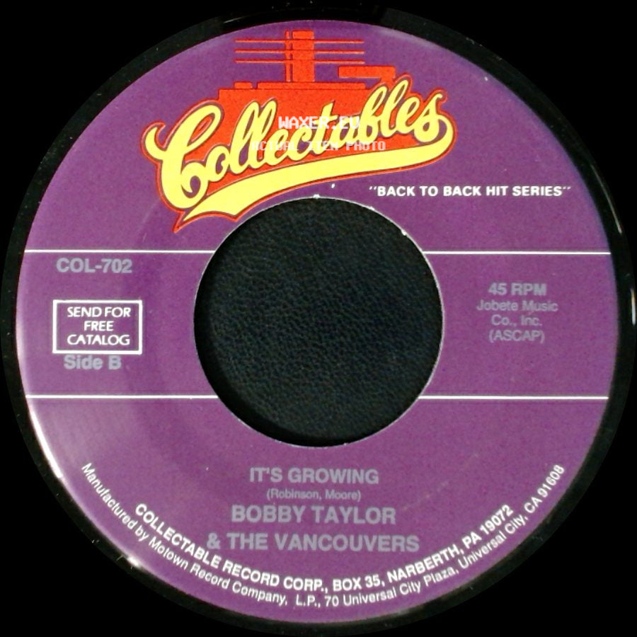 Bobby Taylor & The Vancouvers - Malinda / It's Growing side B