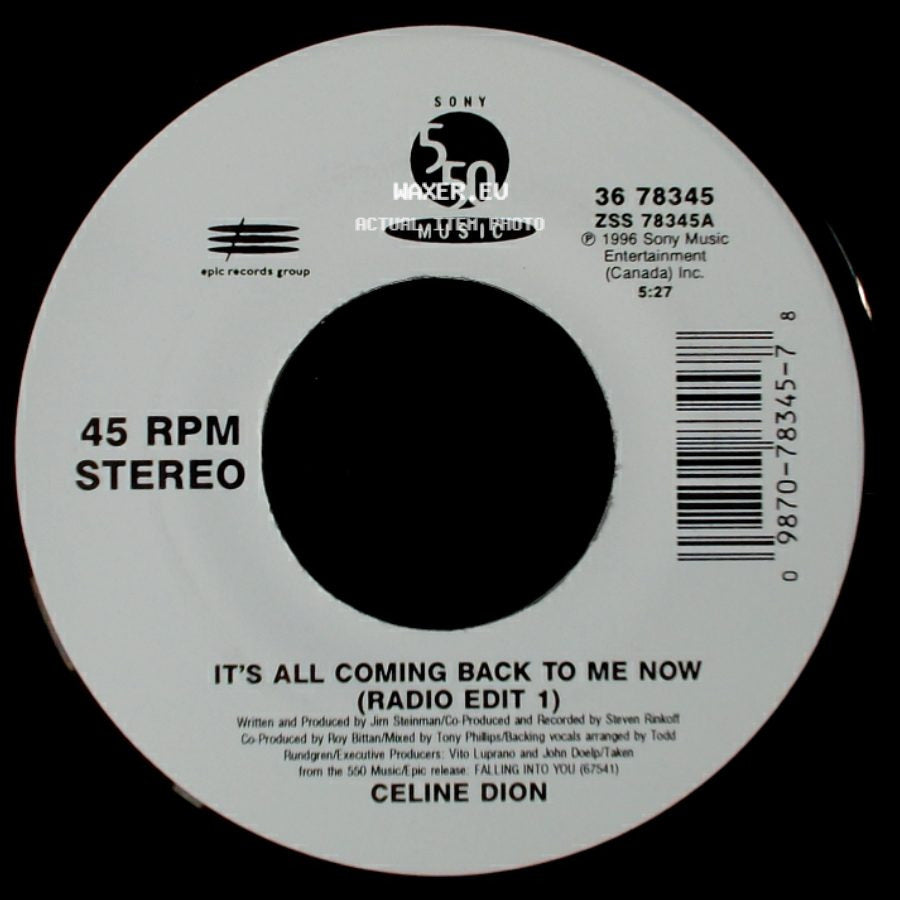Celine Dion - It's All Coming Back To Me Now (Radio Edit 1) / The Power Of The Dream side A