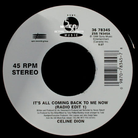 Celine Dion - The Power Of The Dream / It's All Coming Back To Me Now (Radio Edit 1) side B