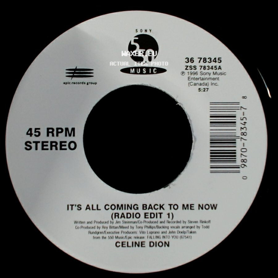 Celine Dion - The Power Of The Dream / It's All Coming Back To Me Now (Radio Edit 1) side B