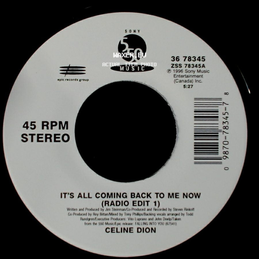Celine Dion - It's All Coming Back To Me Now (Radio Edit 1) / The Power Of The Dream side A