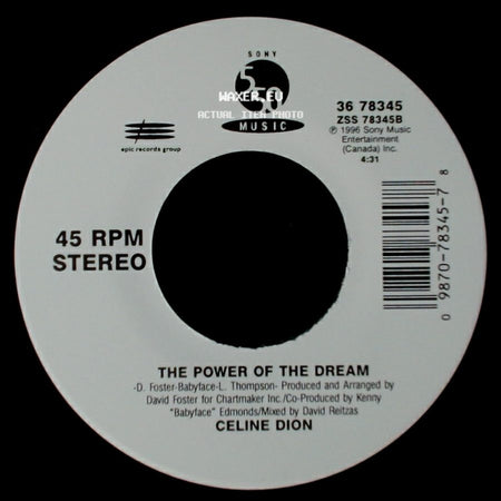 Celine Dion - It's All Coming Back To Me Now (Radio Edit 1) / The Power Of The Dream side B