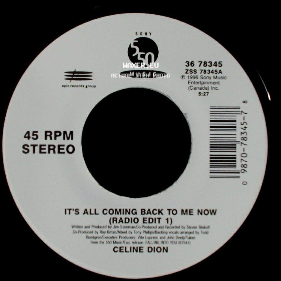 Celine Dion - It's All Coming Back To Me Now (Radio Edit 1) / The Power Of The Dream side A