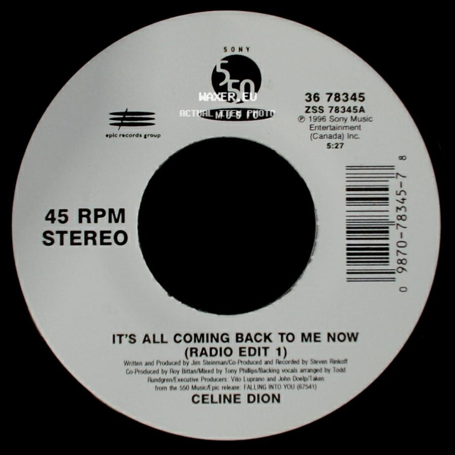 Celine Dion - It's All Coming Back To Me Now (Radio Edit 1) / The Power Of The Dream side A