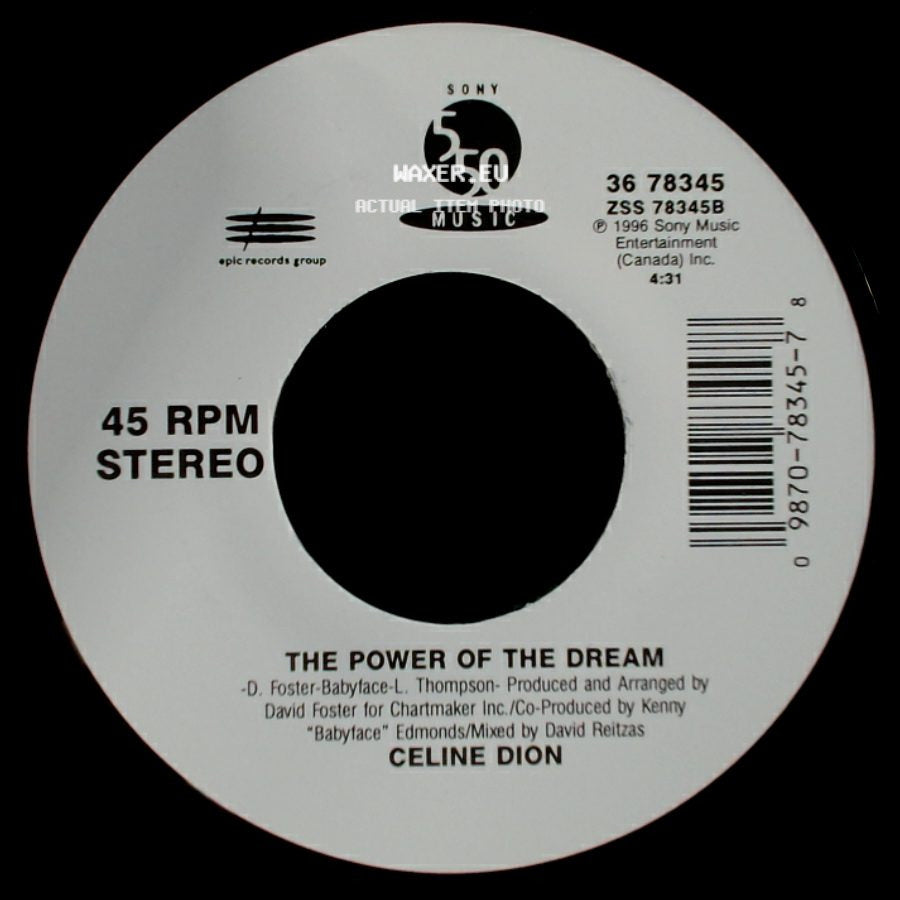 Celine Dion - It's All Coming Back To Me Now (Radio Edit 1) / The Power Of The Dream side B