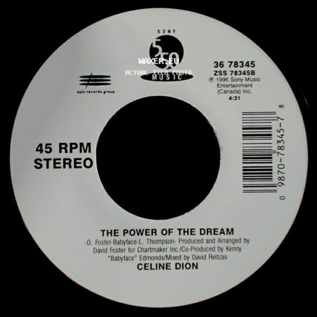 Celine Dion - It's All Coming Back To Me Now (Radio Edit 1) / The Power Of The Dream side B