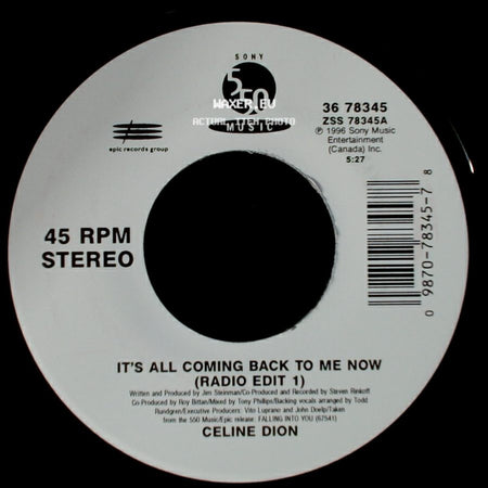 Celine Dion - The Power Of The Dream / It's All Coming Back To Me Now (Radio Edit 1) side B