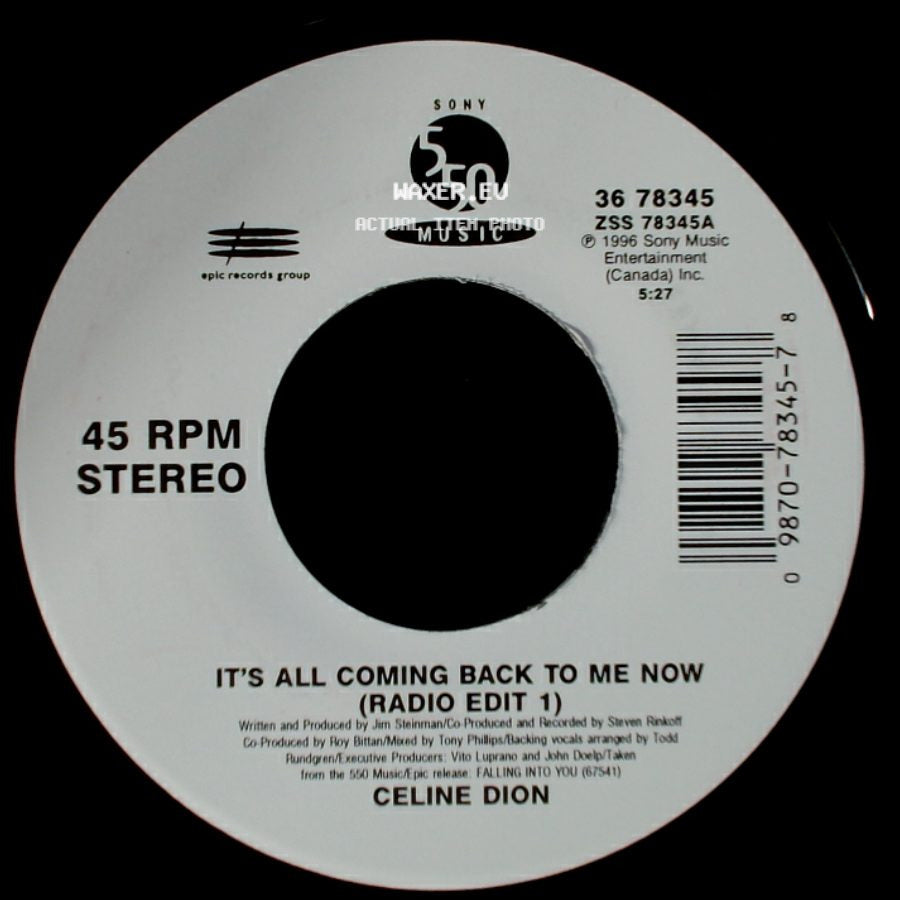 Celine Dion - The Power Of The Dream / It's All Coming Back To Me Now (Radio Edit 1) side B